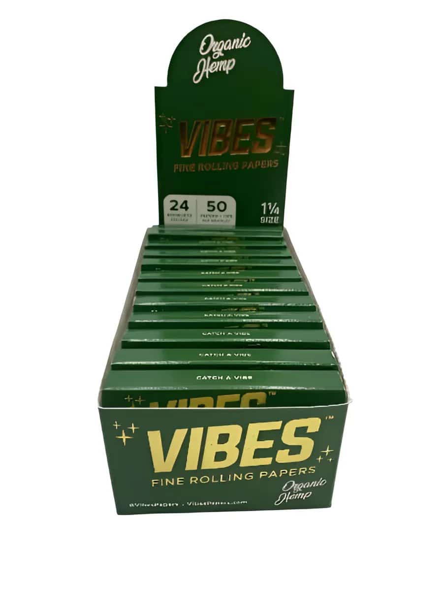 Vibes 1 1/4 With Tips Organic Hemp Rolling Paper 24 CT BOX - Smoke Shop Wholesale. Done Right.