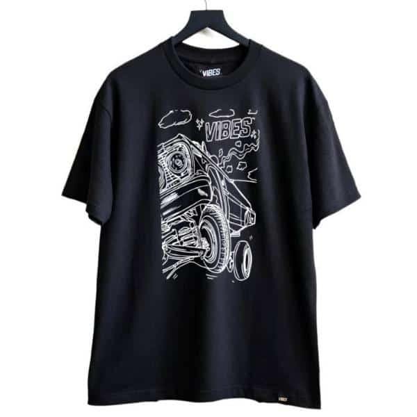 VIBES Black Bendin’ Corners T-Shirt Medium - Smoke Shop Wholesale. Done Right.