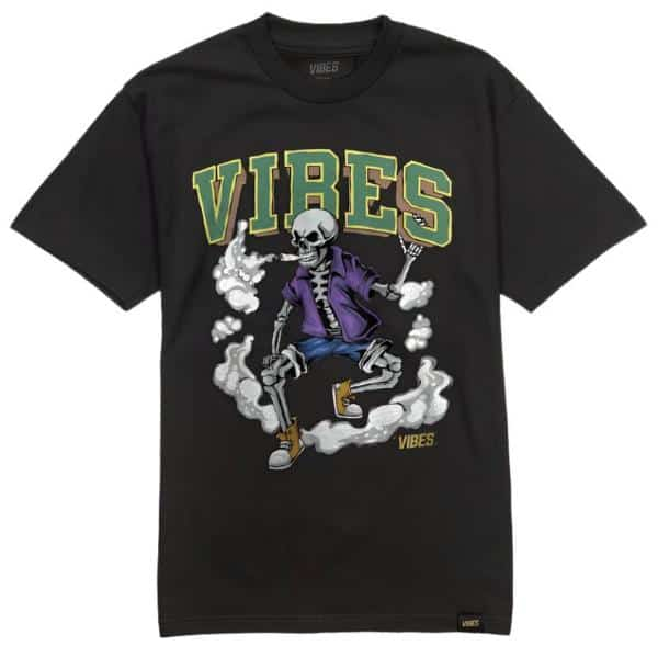 VIBES Black Skull & Cone T-Shirt Large - Smoke Shop Wholesale. Done Right.