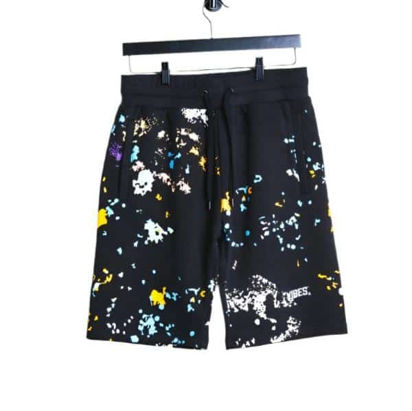 VIBES Black Splatter Shorts Large - Smoke Shop Wholesale. Done Right.