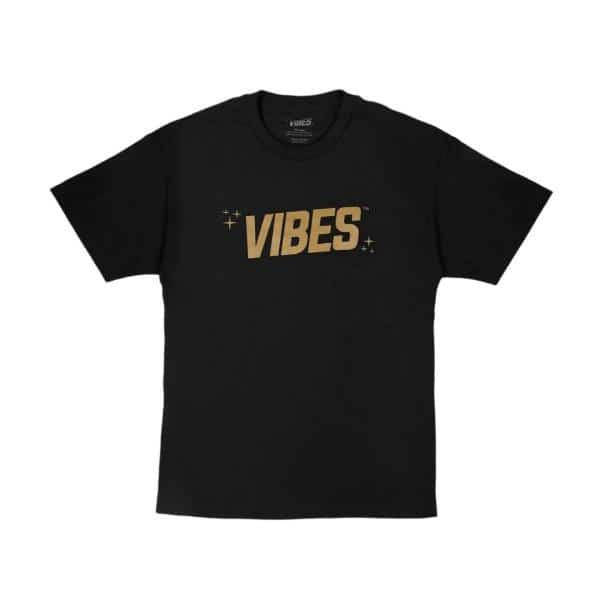 VIBES Black With Gold Logo T-Shirt Large - Smoke Shop Wholesale. Done Right.