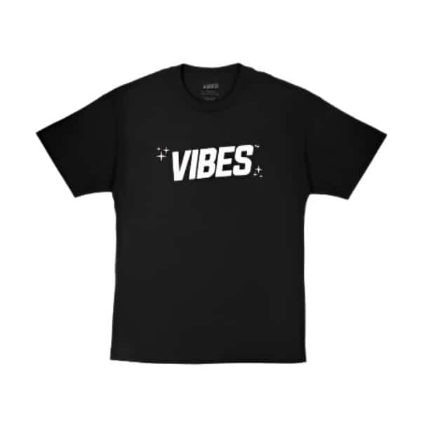 VIBES Black With White Logo T-Shirt 2X-Large - Smoke Shop Wholesale. Done Right.