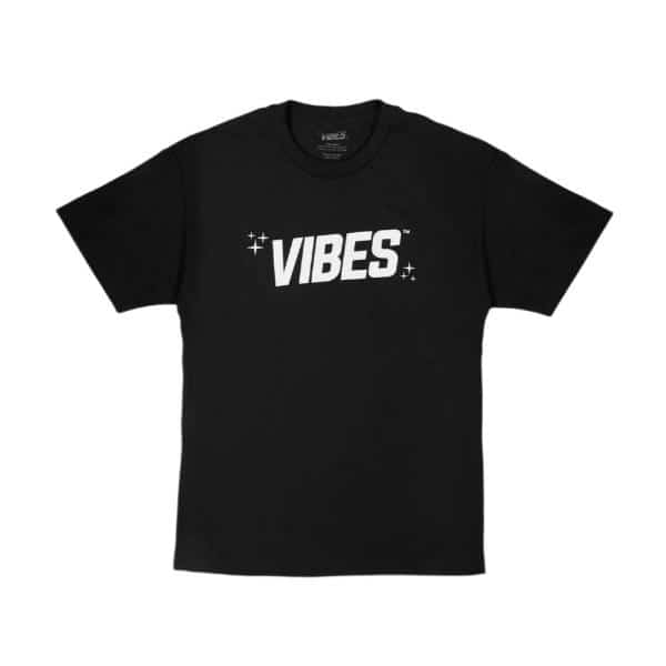 VIBES Black With White Logo T-Shirt Large - Smoke Shop Wholesale. Done Right.