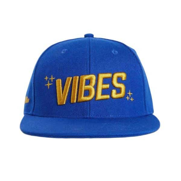 VIBES Blue Snap Back Hat With Gold Logo - Smoke Shop Wholesale. Done Right.