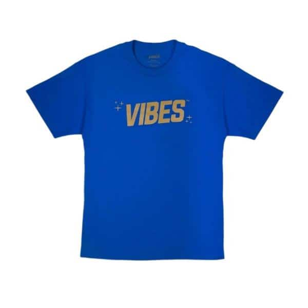 VIBES Blue With Gold Logo T-Shirt Medium - Smoke Shop Wholesale. Done Right.