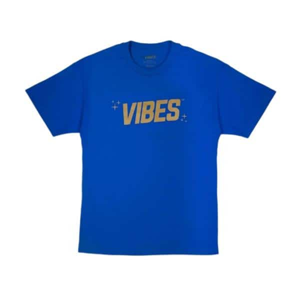 VIBES Blue With Gold Logo T-Shirt X-Large - Smoke Shop Wholesale. Done Right.