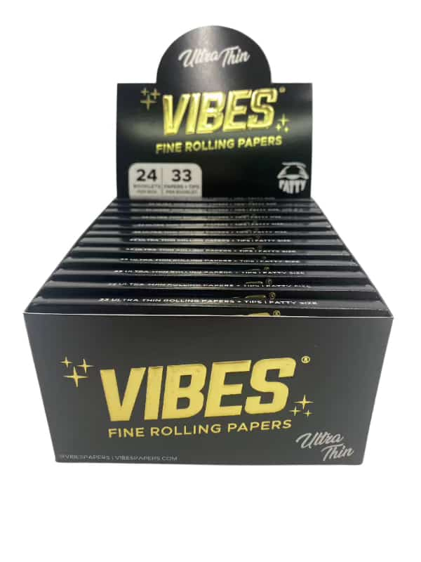 Vibes King Size Fatty Ultra Thin Rolling Papers W/ Tips 24ct Box 33 LPB - Smoke Shop Wholesale. Done Right.