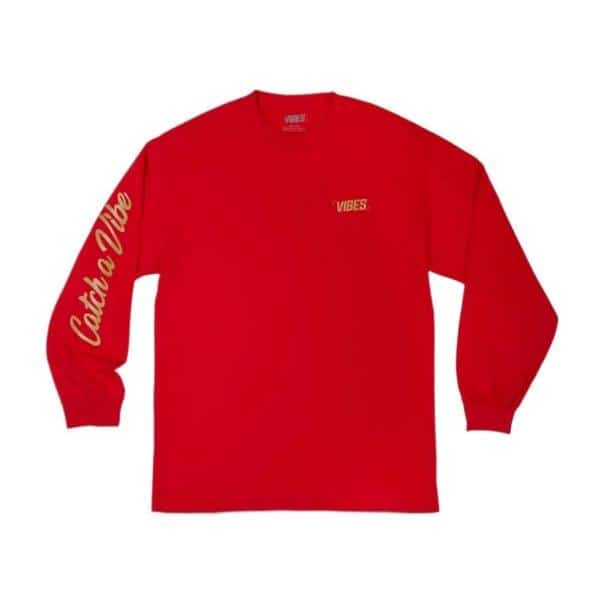 VIBES Red Catch A Vibe Long Sleeve Shirt 2X-Large - Smoke Shop Wholesale. Done Right.