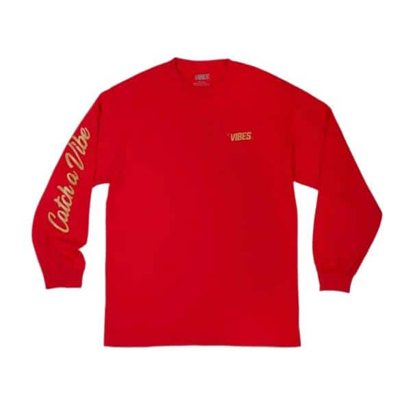 VIBES Red Catch A Vibe Long Sleeve Shirt Large - Smoke Shop Wholesale. Done Right.