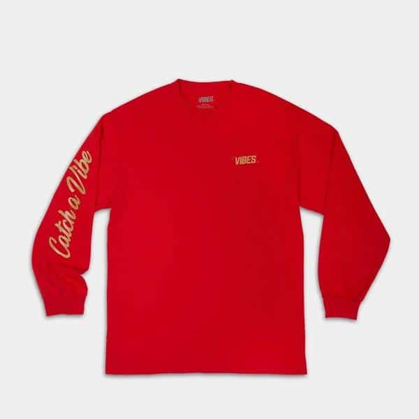 VIBES Red Catch A Vibe Long Sleeve Shirt X-Large - Smoke Shop Wholesale. Done Right.