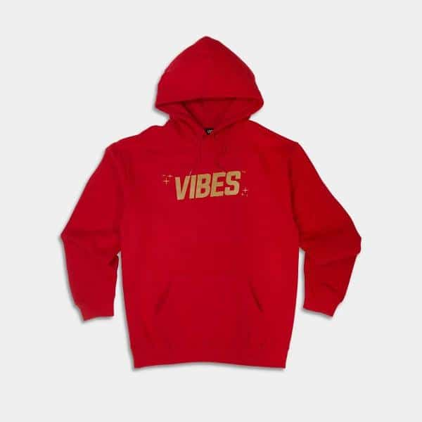 VIBES Red With Gold Logo Hoodie 2X-Large - Smoke Shop Wholesale. Done Right.