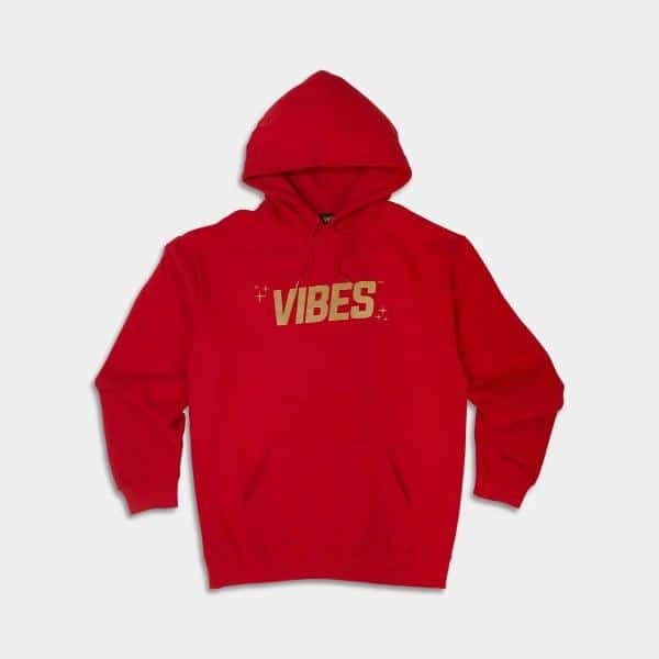 VIBES Red With Gold Logo Hoodie Large - Smoke Shop Wholesale. Done Right.