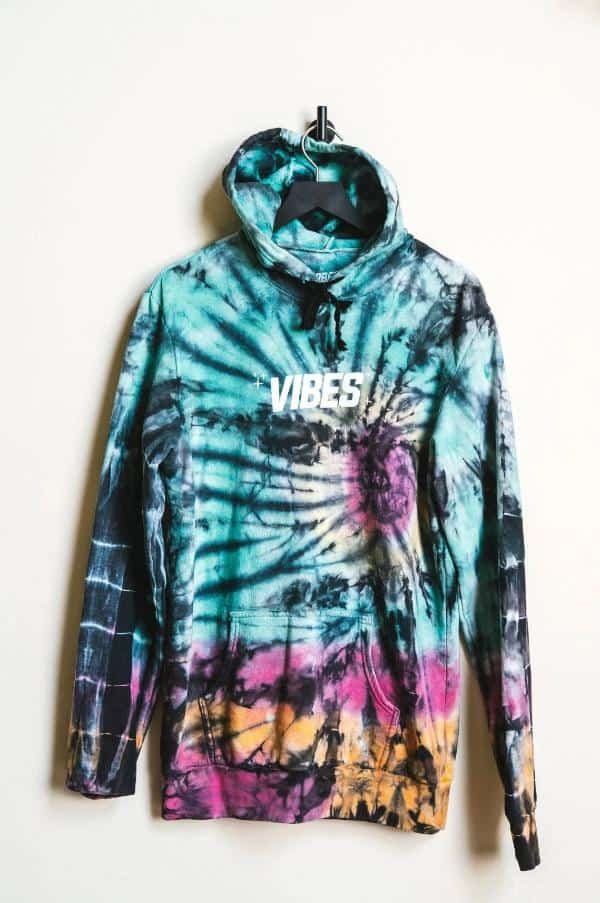 VIBES Tribe Tie Dye Circular Hoodie Large - Smoke Shop Wholesale. Done Right.