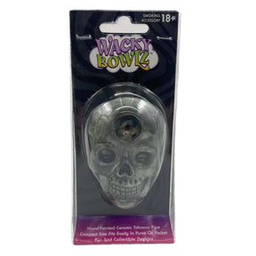 WACKY BOWLZ CERAMIC SKULL PIPE (CLAM SHELL PACKAGING) - Smoke Shop Wholesale. Done Right.