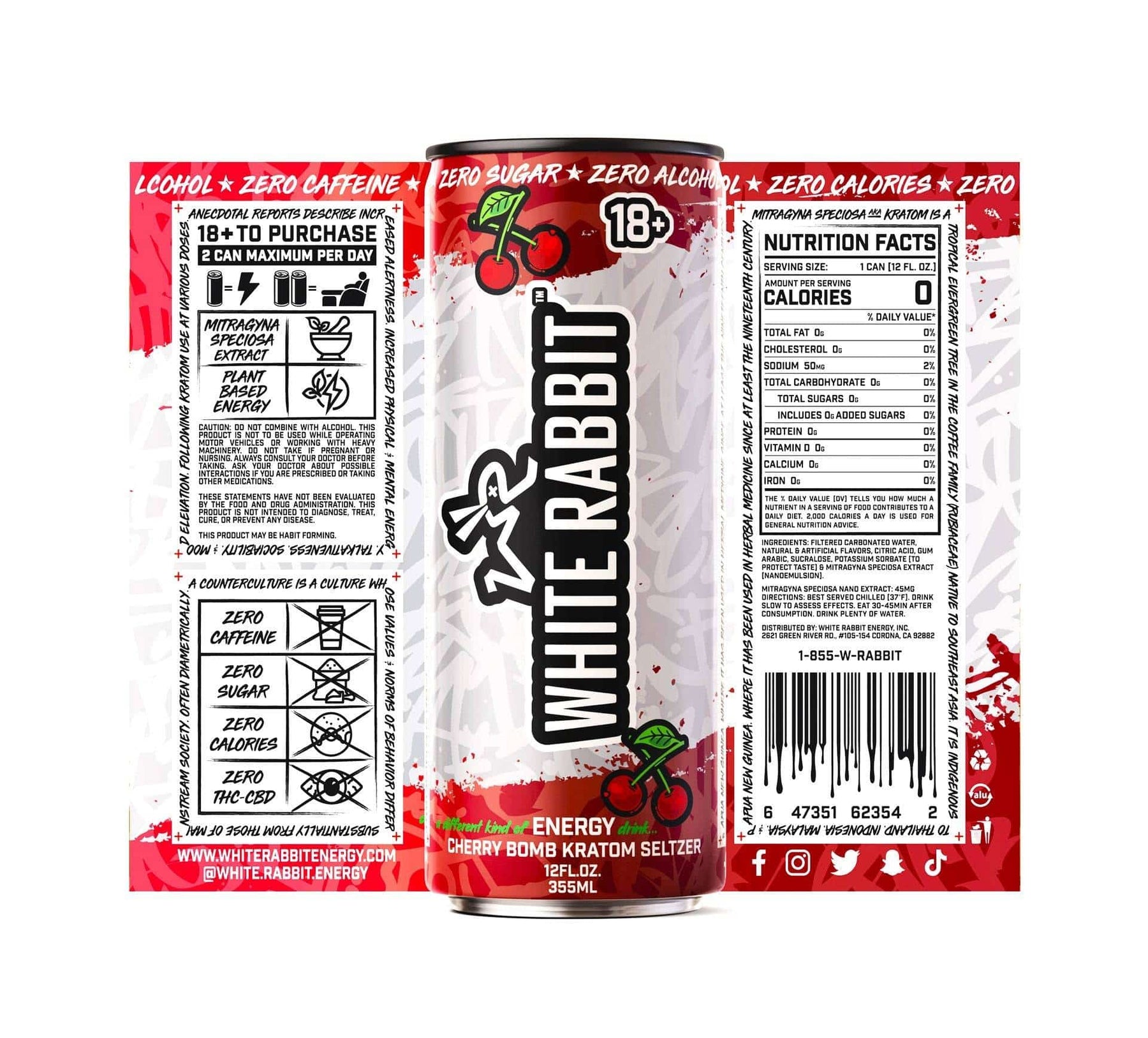 WHITE RABBIT CHERRY BOMB KRATOM SELTZER 12 OZ (24 CT CASE) - Smoke Shop Wholesale. Done Right.