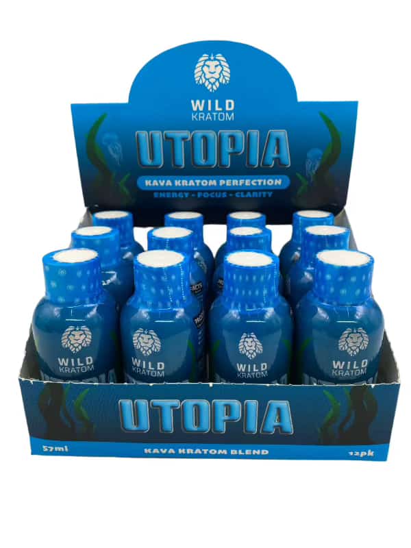 WILD KRATOM UTOPIA KAVA KRATOM SHOTS (400MG KAVA / 75MG MIT) 12 CT DISPLAY - Smoke Shop Wholesale. Done Right.