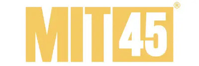 Yellow mit 45 logo with black border and registered trademark symbol.