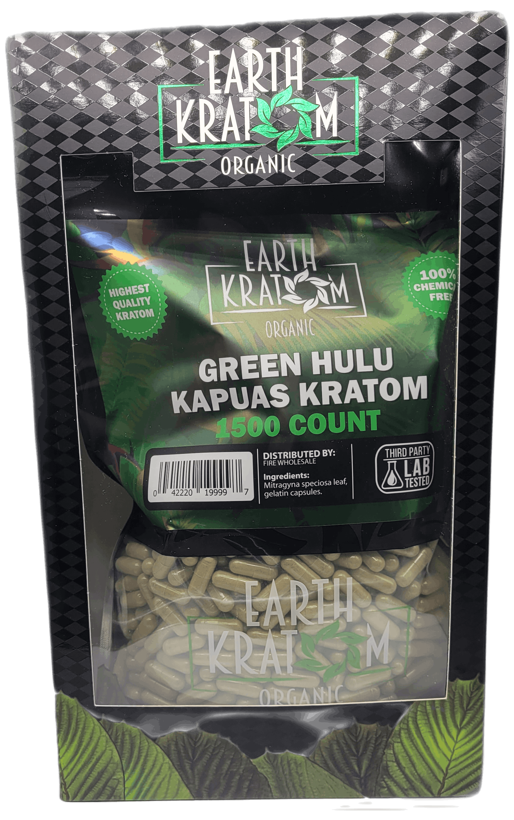 Earth Kratom Green Hulu - 1500ct Kratom Capsules