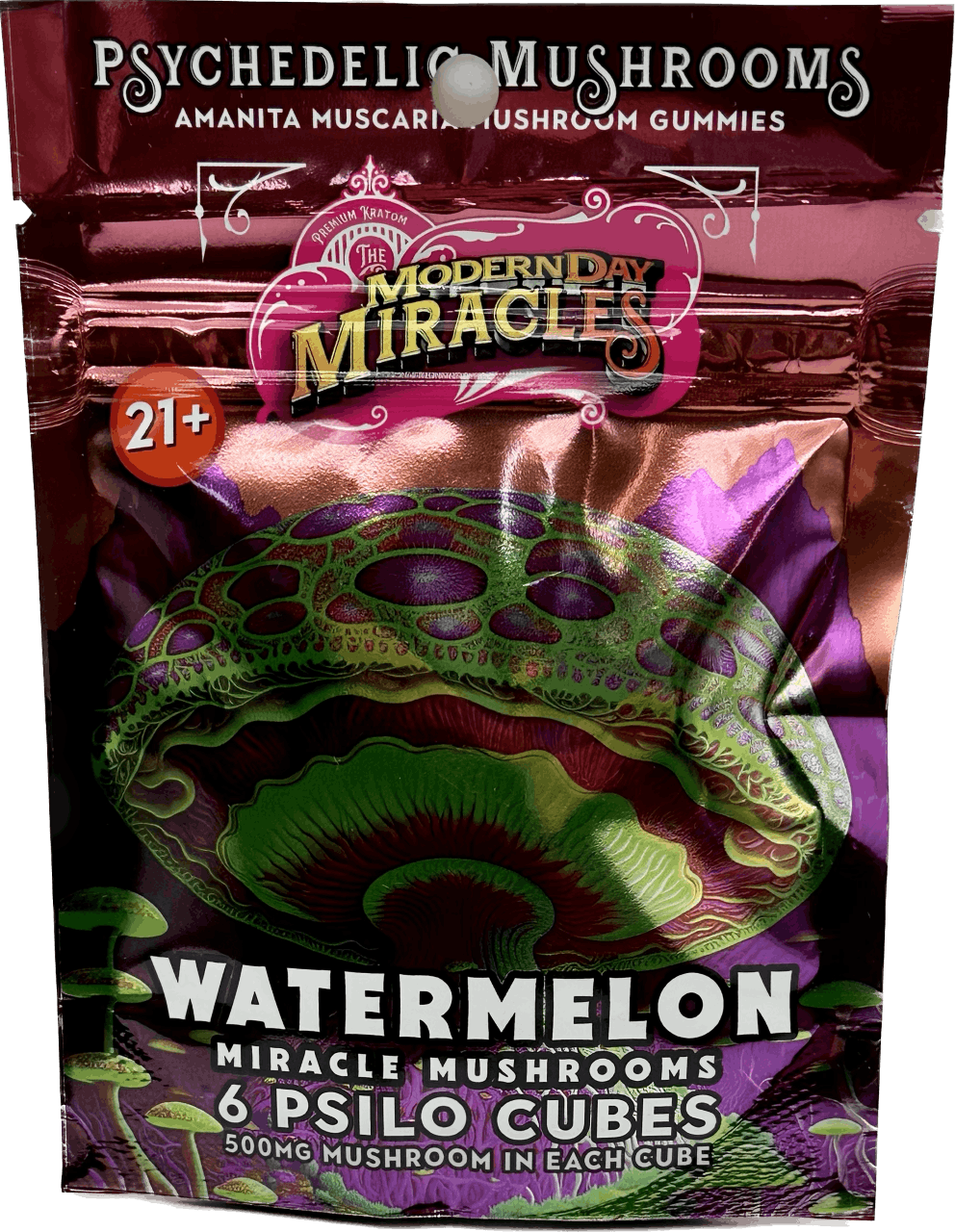 MODERN DAY MIRACLES AMANITA MUSCARIA MUSHROOM GUMMY CUBES 6 CT 500 MG WATERMELON FLAVORED