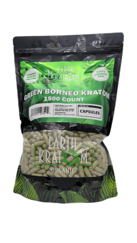Earth Kratom Green Borneo - 1500ct Kratom Capsules