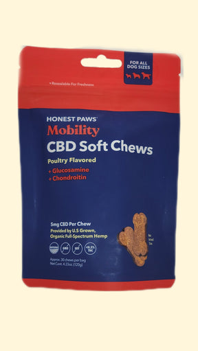 HP CBD Soft Chews - MOBILITY 30 Chews per BAG (Poultry Flavor) 5MG CBD per Chew