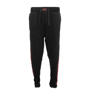 Raw Black Sweat Pants w/ Red Side Logo Medium
