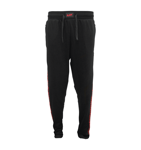 Raw Black Sweat Pants w/ Red Side Logo X-Large