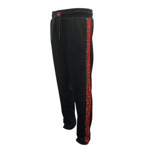 Raw Black Sweat Pants w/ Red Side Logo X-Small