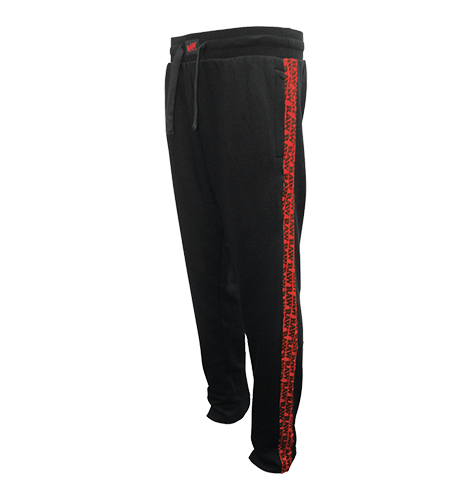 Raw Black Sweat Pants w/ Red Side Logo Small