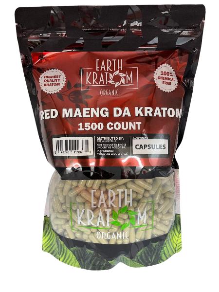 Earth Kratom Red Maeng Da - 1500ct Kratom Capsules