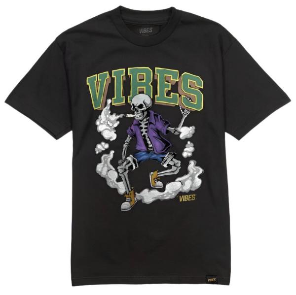 VIBES Black Skull & Cone T-Shirt Medium