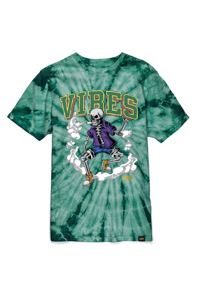 VIBES Green Skull & Cone T-Shirt Medium