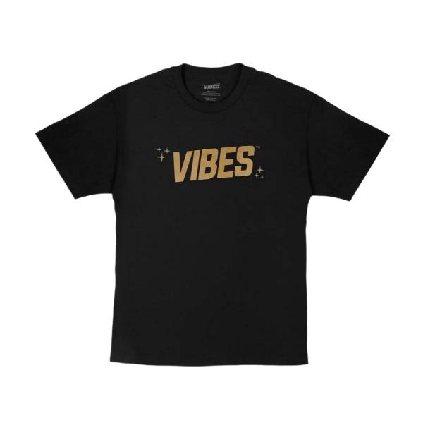 VIBES Black With Gold Logo T-Shirt Large