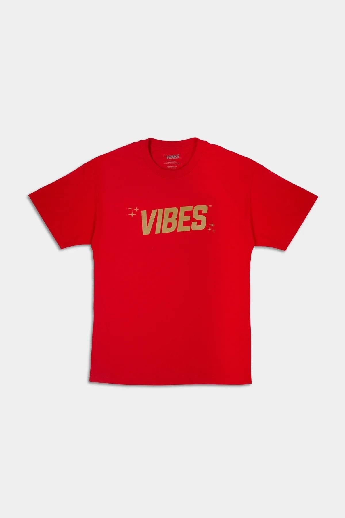 VIBES Red With Gold Logo T-Shirt Small