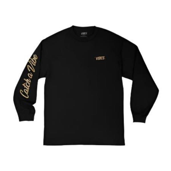 VIBES Black Catch A Vibe Long Sleeve Shirt Medium