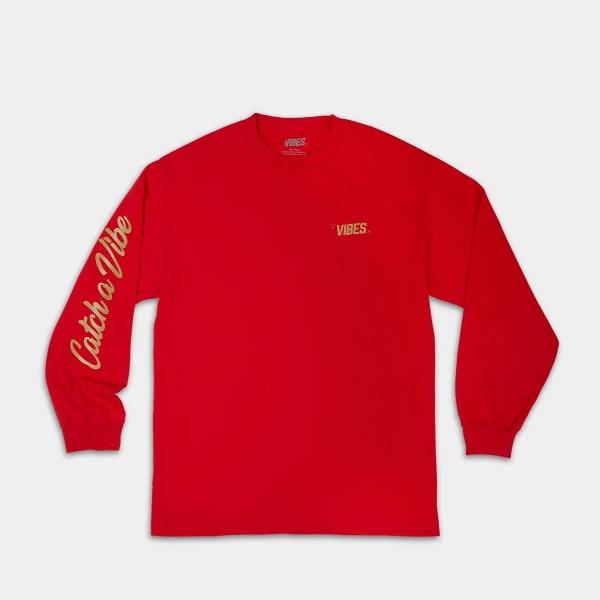 VIBES Red Catch A Vibe Long Sleeve Shirt X-Large