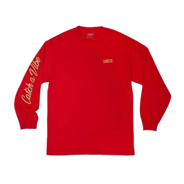 VIBES Red Catch A Vibe Long Sleeve Shirt Large