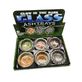 Assorted Glow in the Dark Glass Ashtray 6ct Display - Smoke Shop Wholesale. Done Right.