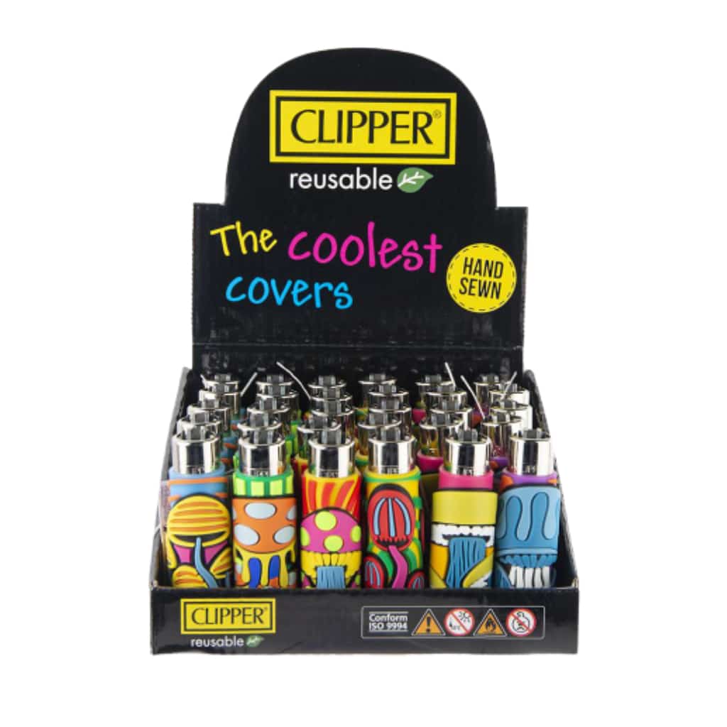 Clipper Mushroom Pop Cover Lighter Collection - 30ct - Smoke Shop Wholesale. Done Right.