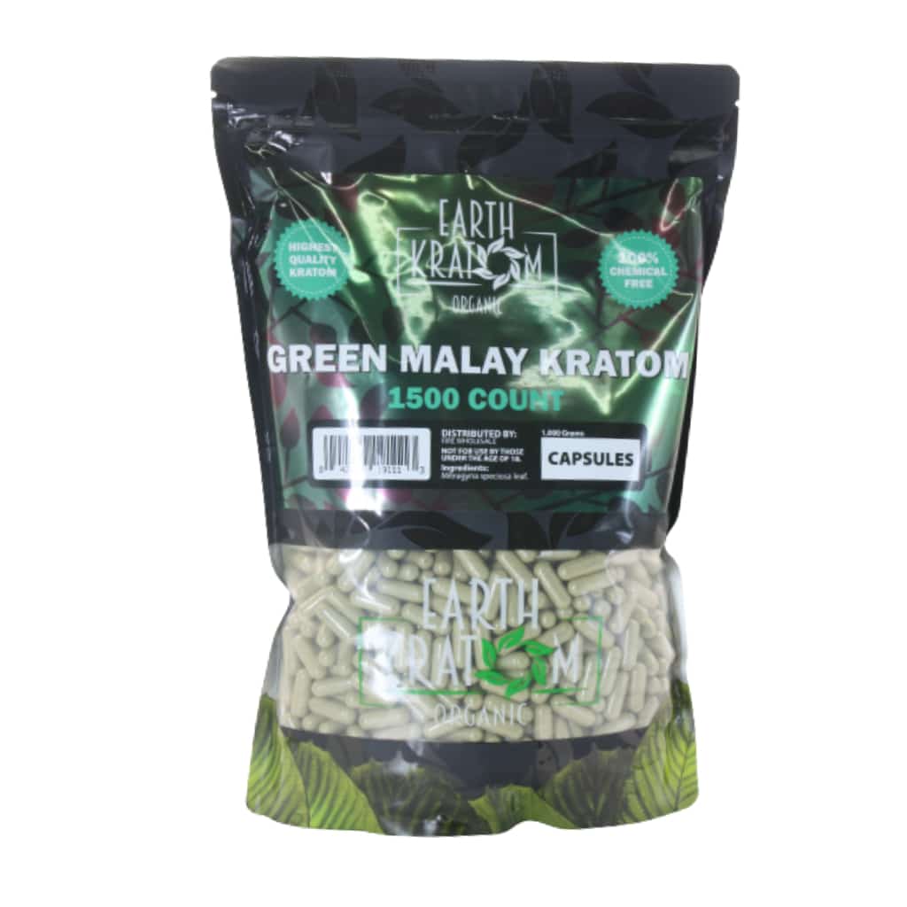 Earth Kratom Green Malay - 1500ct Kratom Capsules - Smoke Shop Wholesale. Done Right.