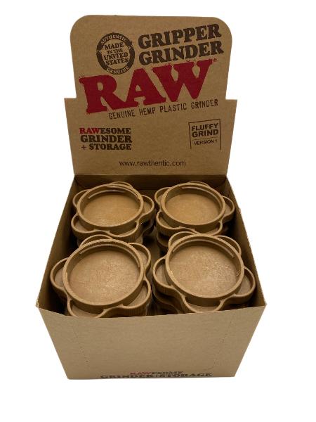 RAW 3 PC HEMP PLASTIC FLUFFY GRIND GRIPPER GRINDER 8 CT DISPLAY