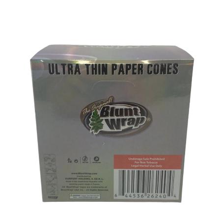 BLUNT WRAP BRAND PAPER CONES SILVER 1 1/4 ULTRA THIN 30 CT BOX 6 CONES PER PK