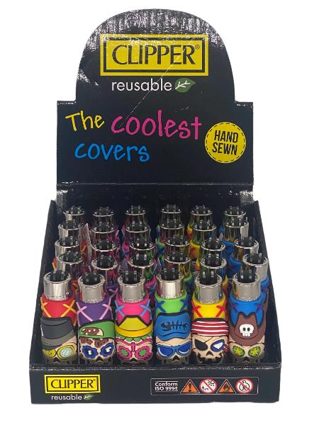 CLIPPER POP COVER SKULLS LIGHTER 30 CT DISPLAY