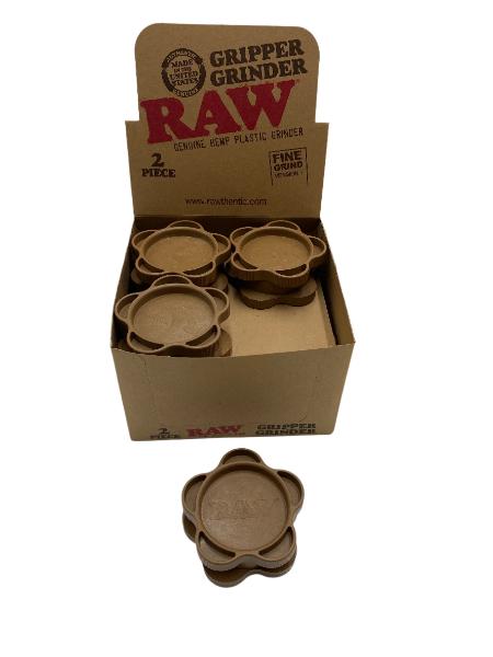 RAW 2 PC HEMP PLASTIC FINE GRIND GRIPPER GRINDER 12CT DISPLAY