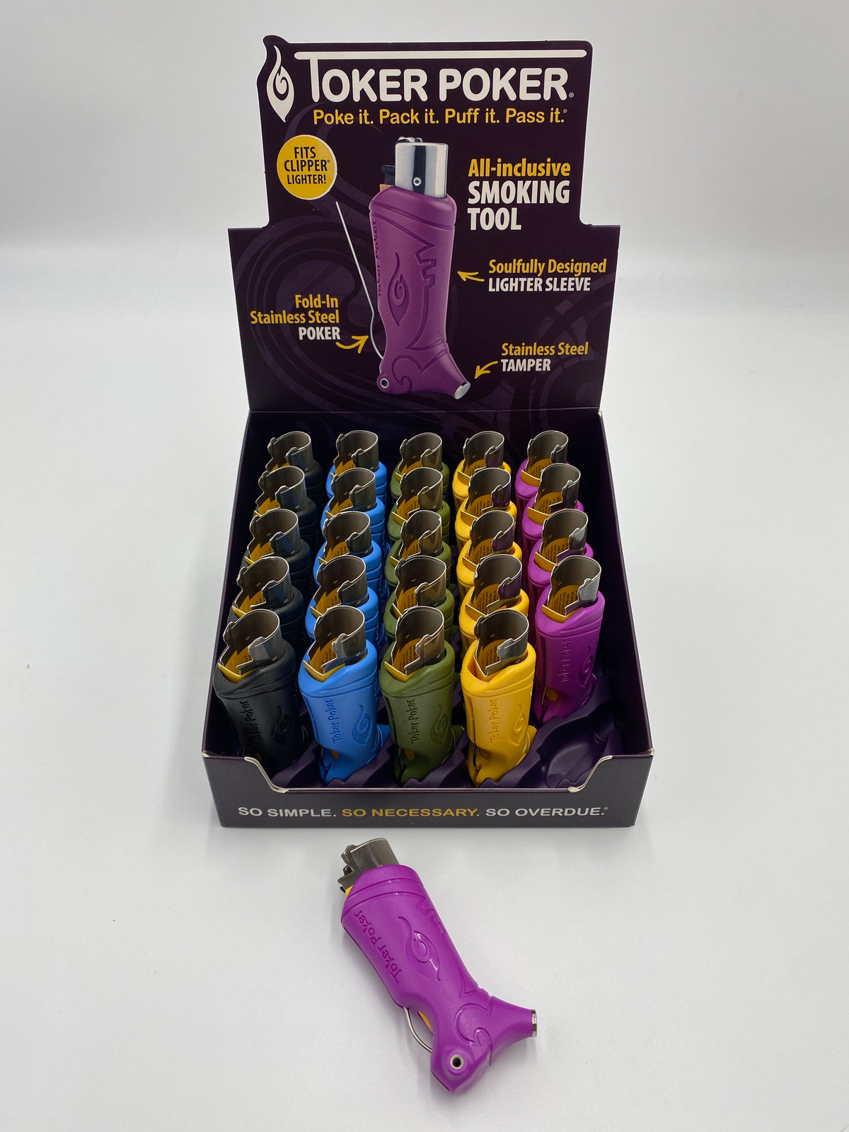 TOKER POKER FOR CLIPPER LIGHTERS ASSORTED COLORS 25 CT DISPLAY