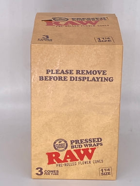 Raw Pressed Bud Wrap Cones 1 1/4 3pk 12 Ct Display