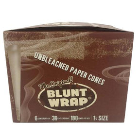 BLUNT WRAP BRAND PAPER CONES UNBLEACHED 1 1/4 30 CT BOX 6 CONES PER PK