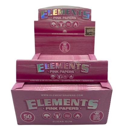 Elements Pink King Size Slim Rolling Papers 50 ct Box