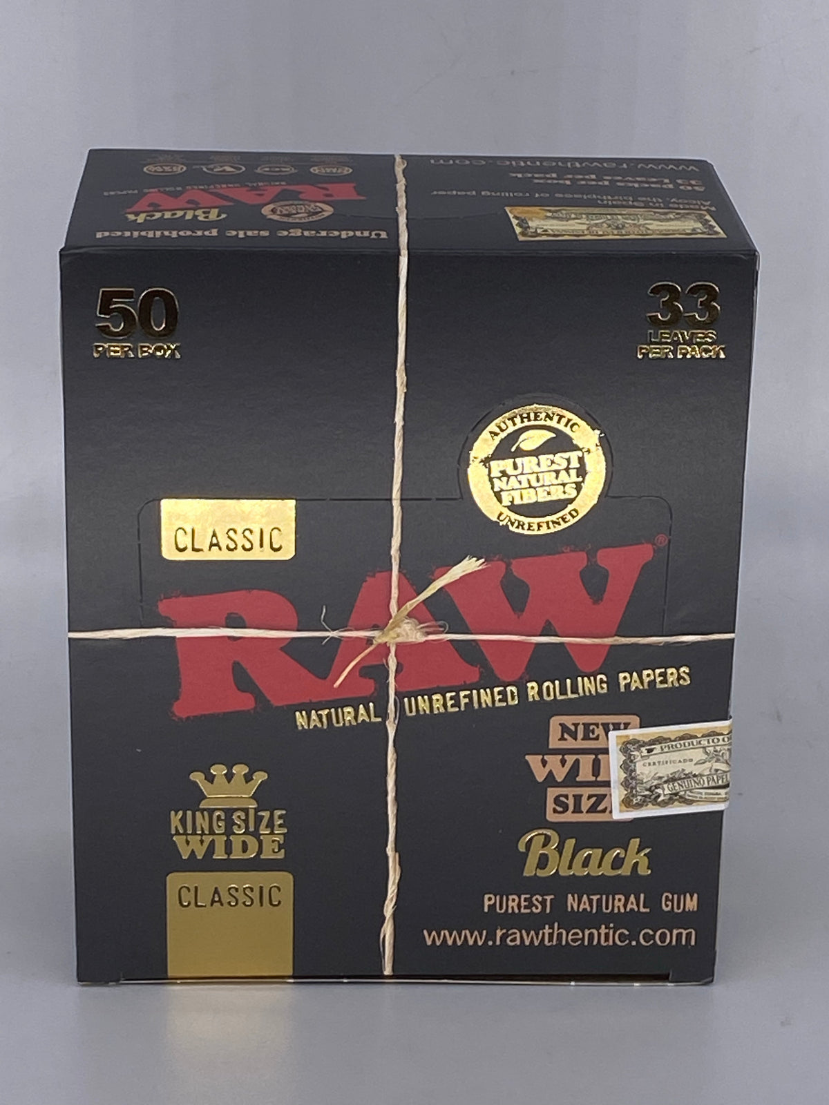RAW Black Classic King Size Wide papers 50 Ct Box