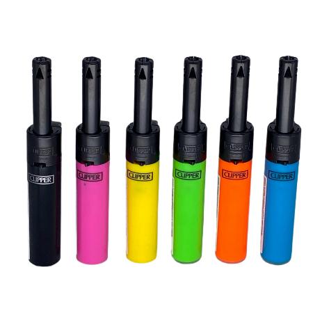 CLIPPER FLUORESCENT TUBE LIGHTERS W/ SOLID BLACK TOPS 24 CT DISPLAY